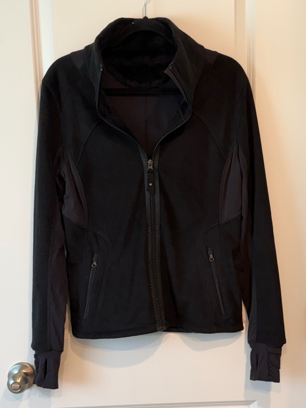 Lululemon Jacket Women’s 8 Black Full Zip Fleece Stand Collar Pockets Athletic